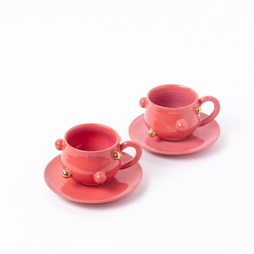 xícara bruxelas com ouro pink cj. 6