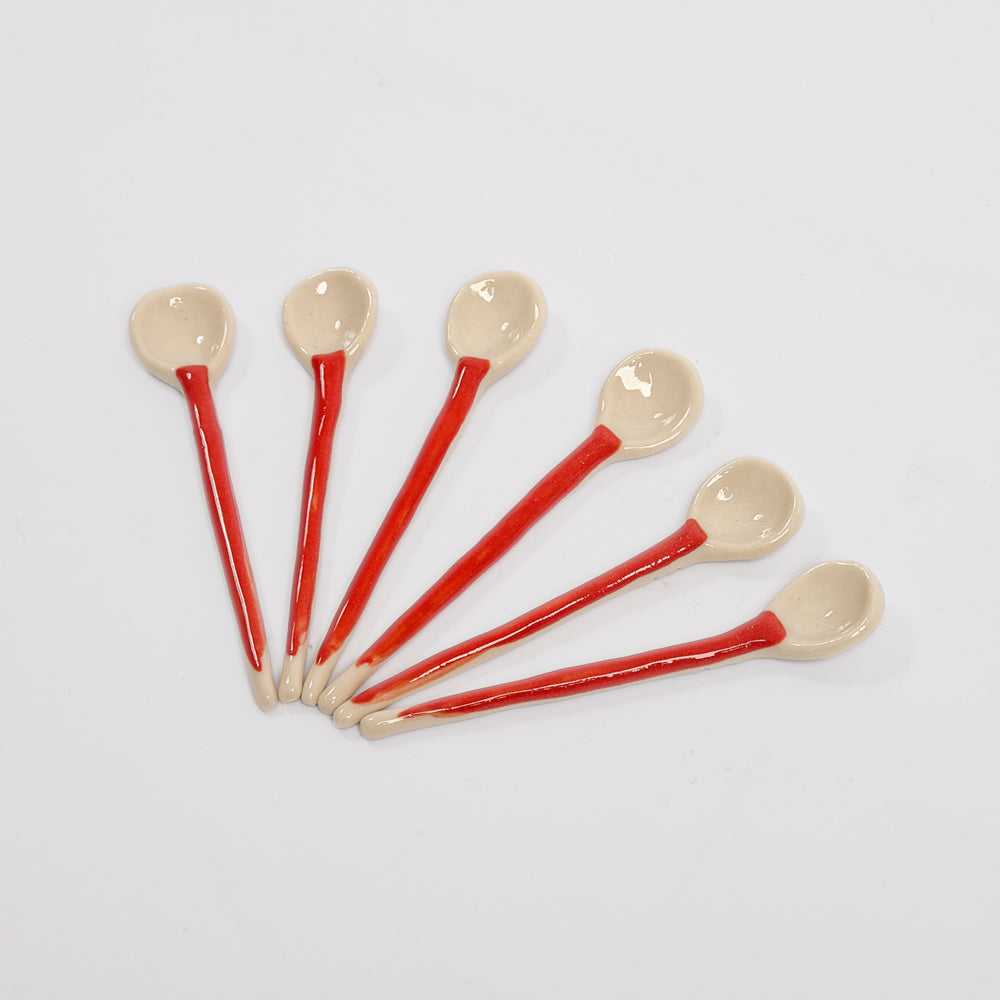 colheres porcelana vermelho cj. 6