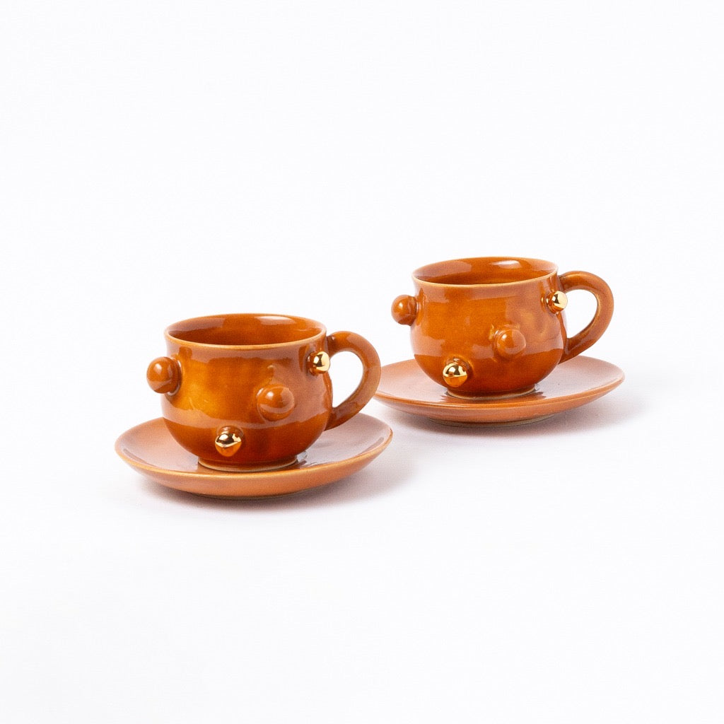 xícara bruxelas com ouro ocre cj. 6