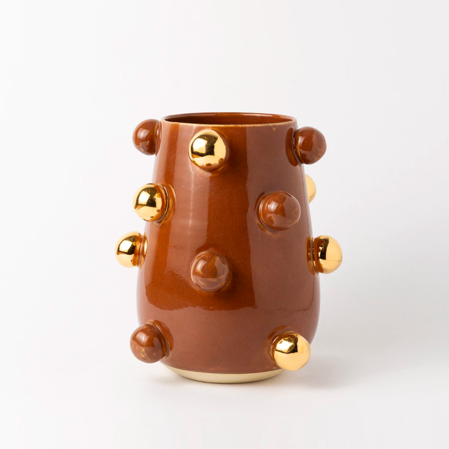 vaso nina bolotas ouro alternado marrom