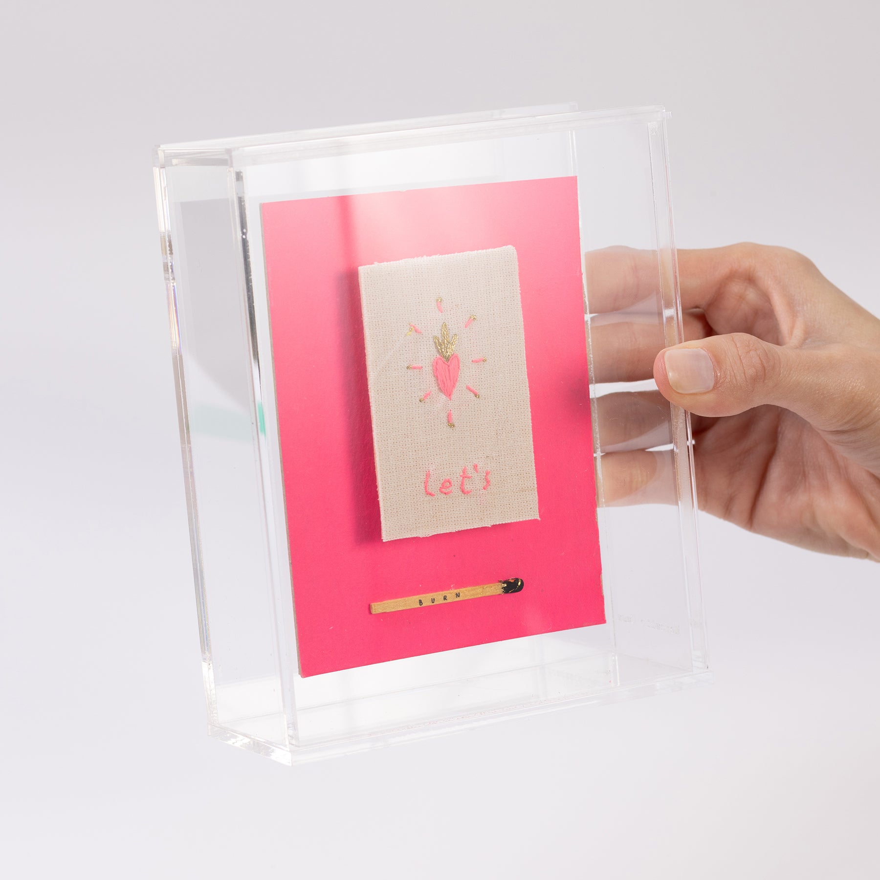 quadro acrílico colagem pink - let's burn