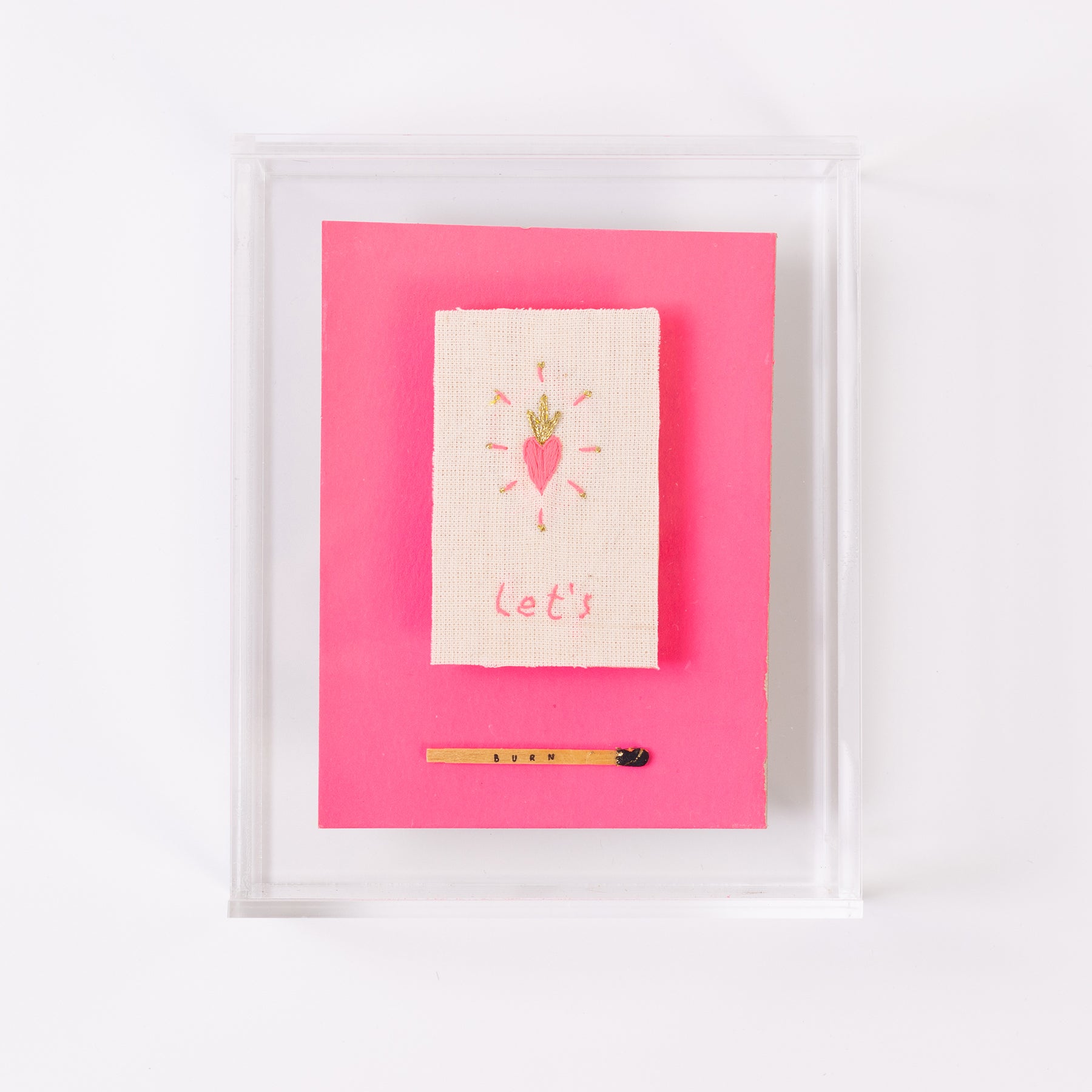 quadro acrílico colagem pink - let's burn