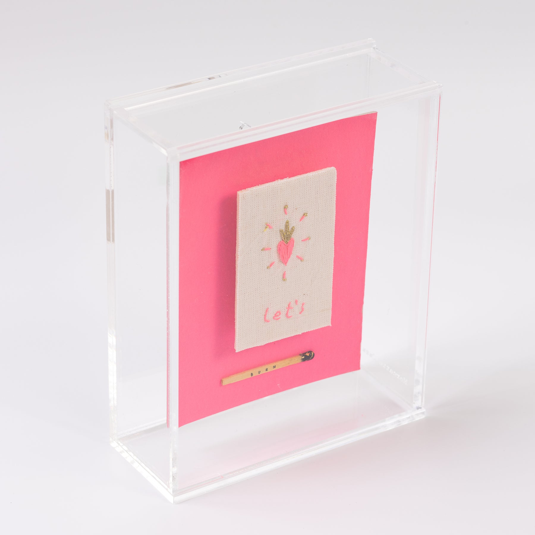 quadro acrílico colagem pink - let's burn